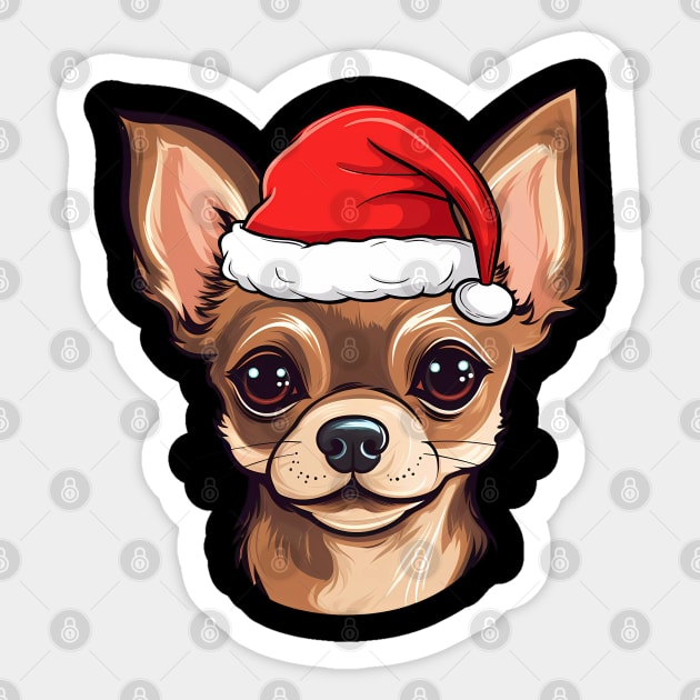 Santa Chihuahua Christmas Puppy Dog Lover Sticker by Sports Stars ⭐⭐⭐⭐⭐